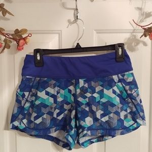 Athlete blue geometric pattern running shorts